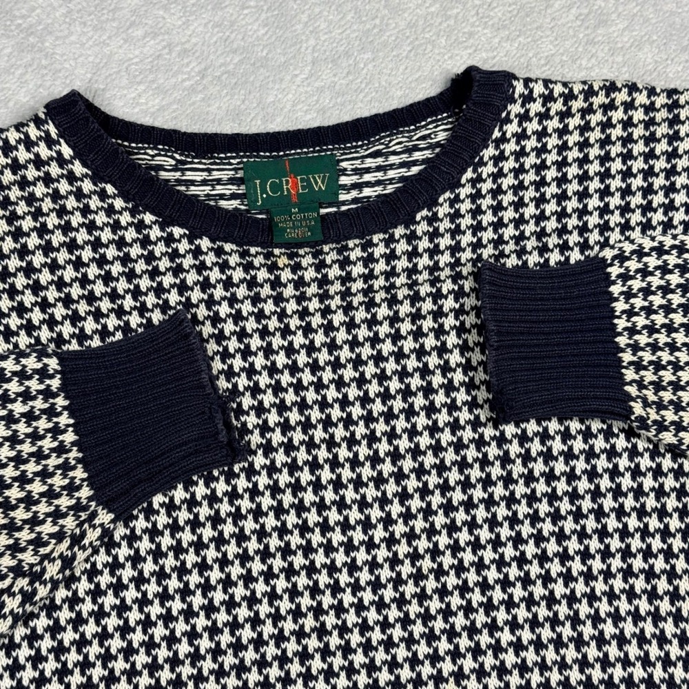 J. Crew Black and White Houndstooth Crewneck Sweater
